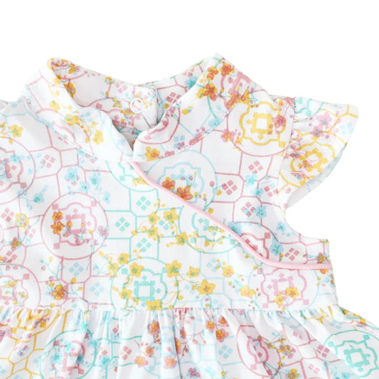 Chinese Motif Series - Baby Girl Jersey Cheongsam in Pastel Rainbow Motif by Le Petit Society — image 2