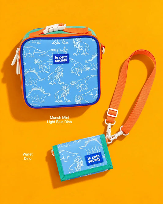 Petit Pair bundle: Munch Mini in Light Blue Dino and Wallet in Dino