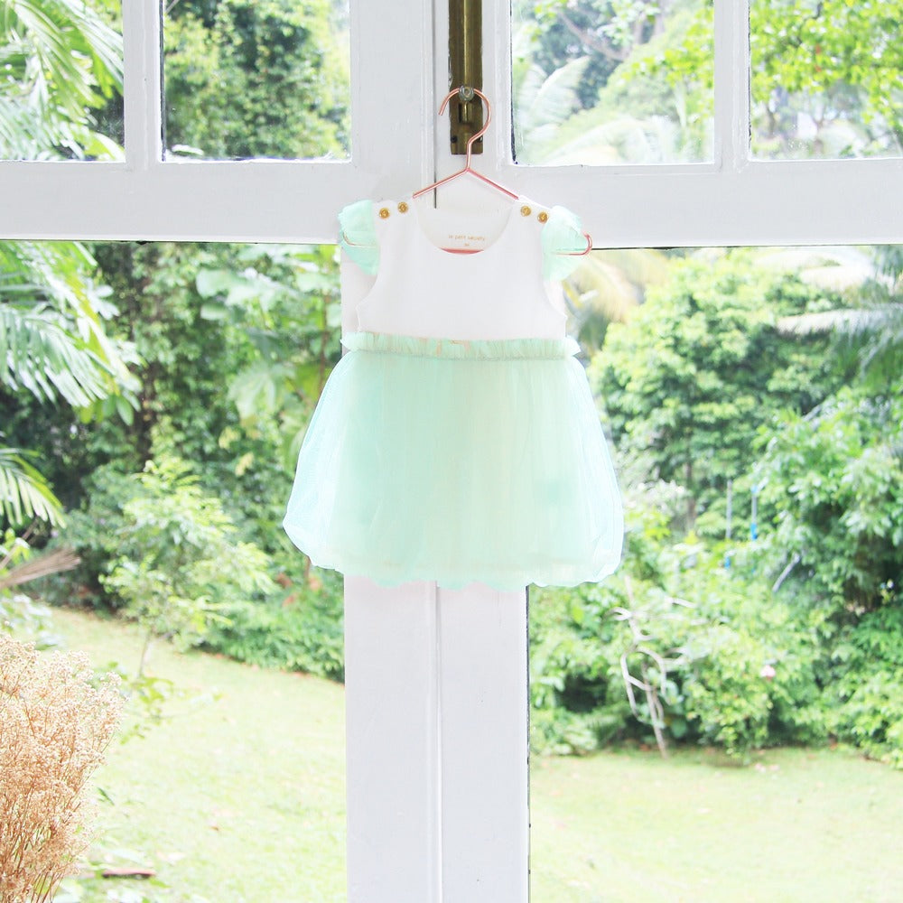 Flower Girl Series - Baby Bubble Dress in Mint by Le Petit Society — image 10