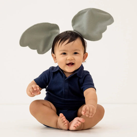 Baby Polo Romper in Navy Waffle Jersey by Le Petit Society — image 2