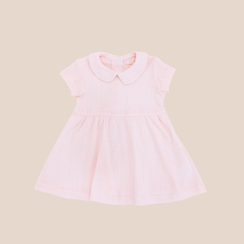 Baby Girl Dress in Pink Pointelle Cotton by Le Petit Society — image 11