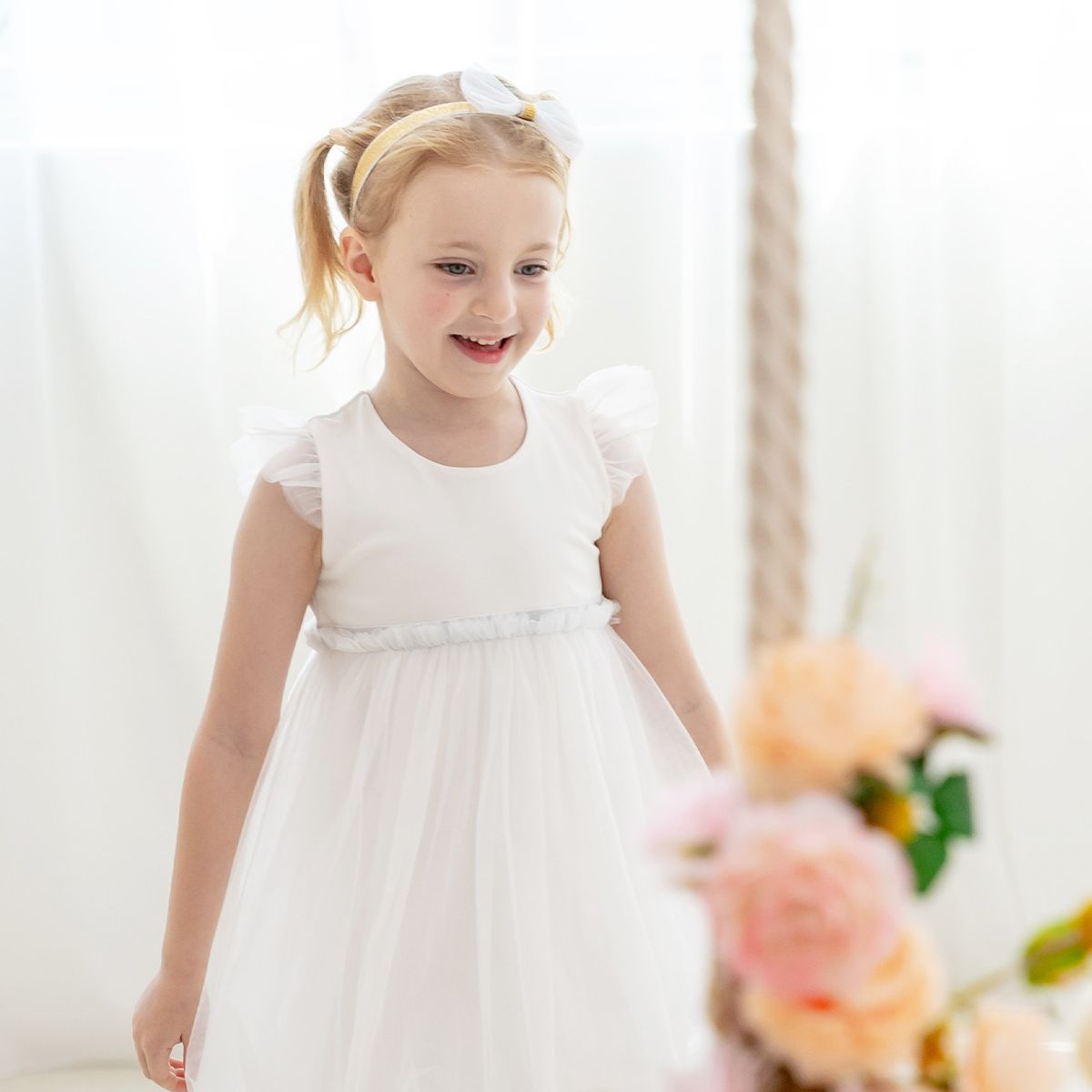 Flower Girl Series - Bubble Dress in White by Le Petit Society — image 18