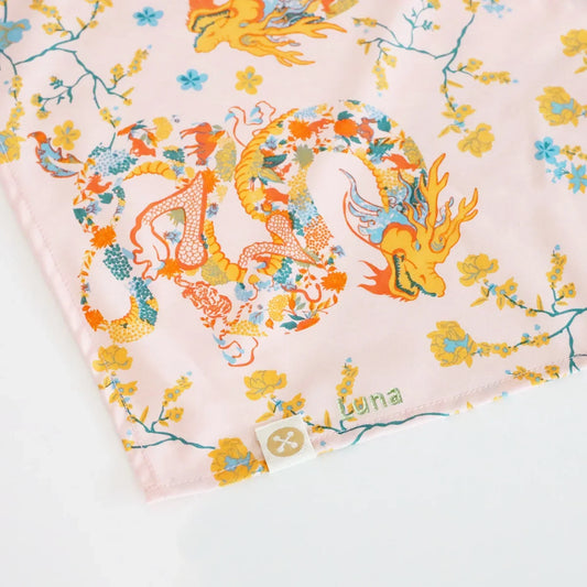 Dragon Series - Pet Bandana in Pink Floral (Personalisable) by Le Petit Society — image 2