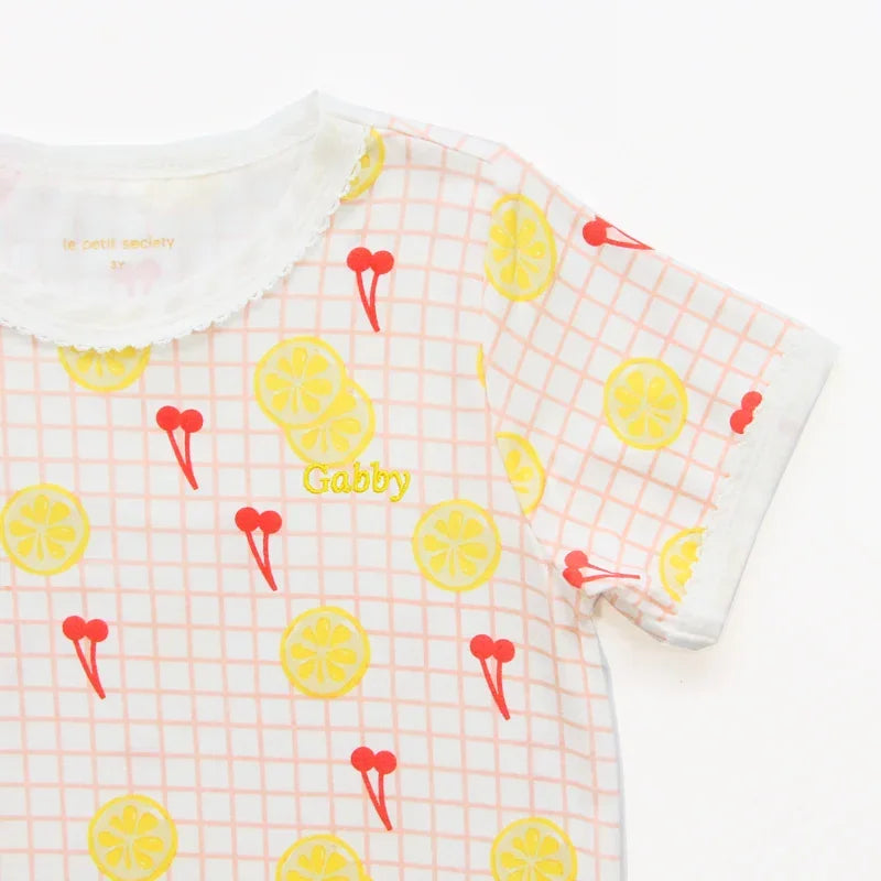Loungewear - Girls Dress in Lemon & Cherry Print by Le Petit Society — image 6