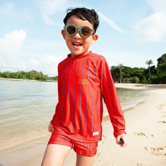 Swim Trunks in Red Stripes by Le Petit Society — image 2