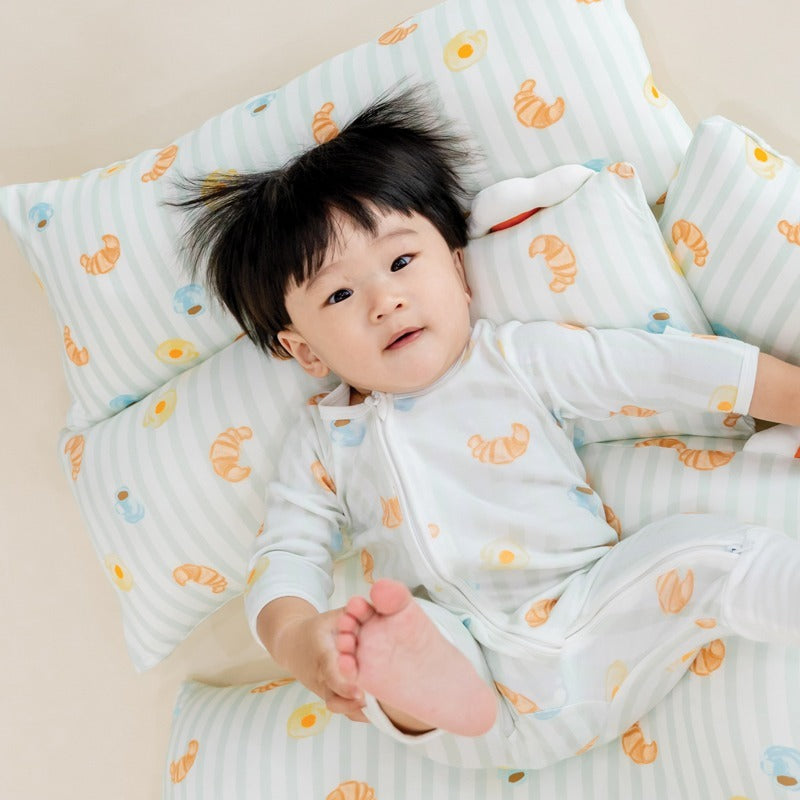 Baby Bamboo Sleepsuit in Breakfast Print by Le Petit Society — image 14
