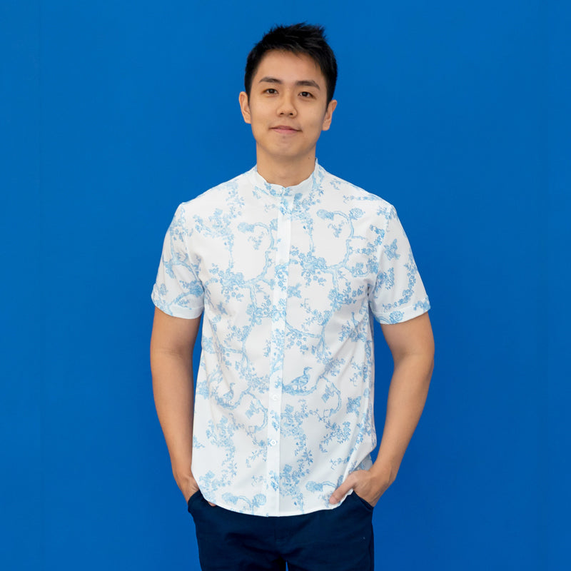 Heritage Series - Men's Shirt in Floral Porcelain Print (Classic Fit) by Le Petit Society — image 12