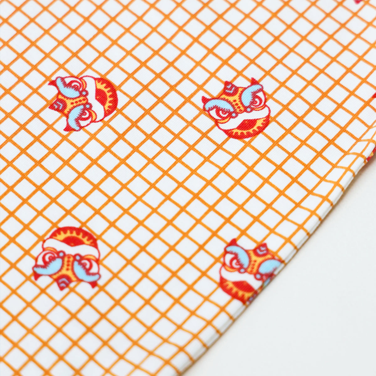 Lion Dance Series - Baby Girl Jersey Dress in Orange Grid Print (Personalisable) by Le Petit Society — image 8