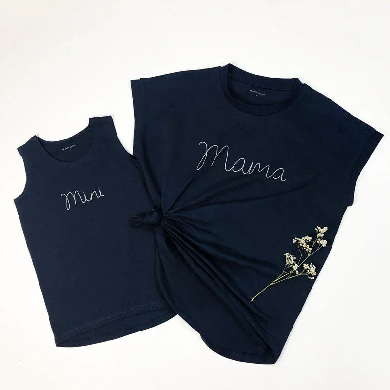 Family Tees - Mini Kids Tank in Navy by Le Petit Society — image 2
