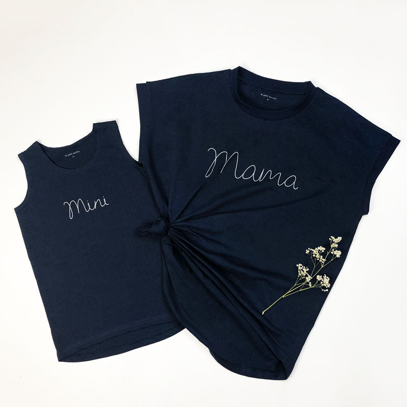 Family Tees - Mini Kids Tank in Navy by Le Petit Society — image 2