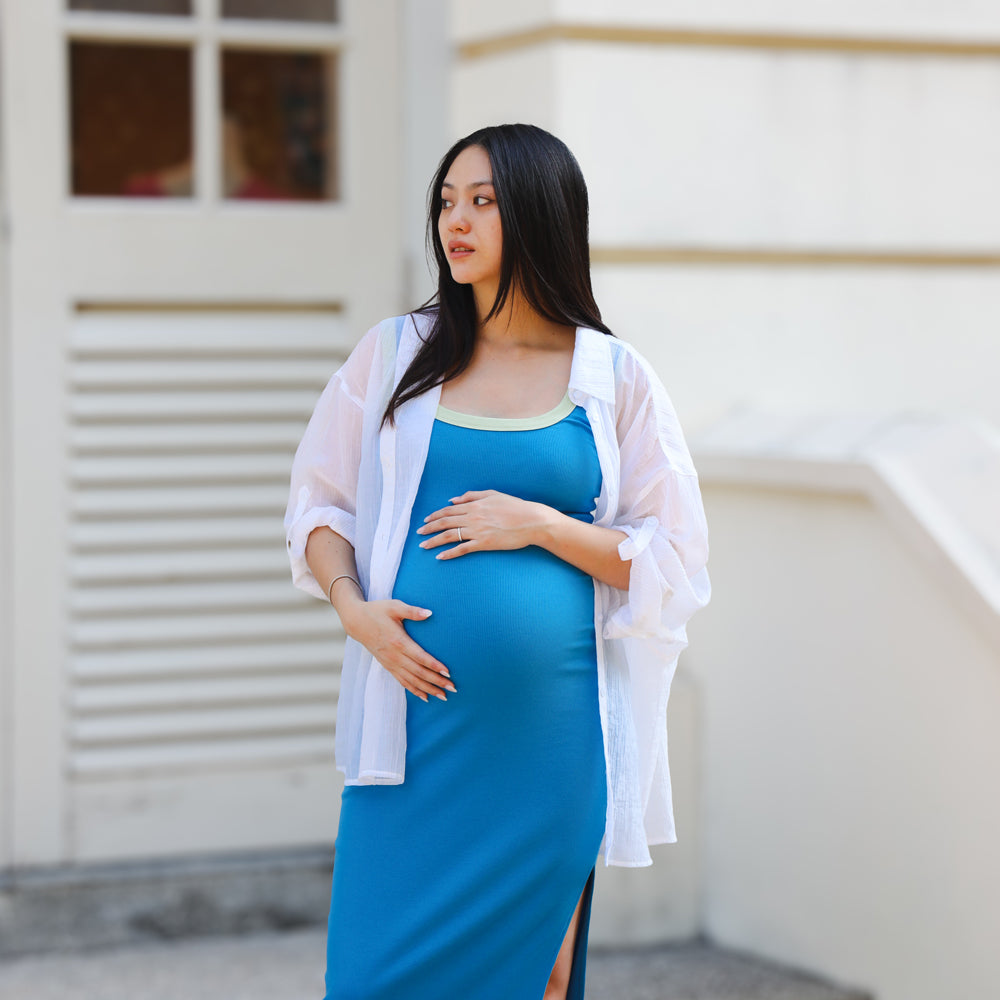 Le Petit Society x Ohhdivine - Ladies Jersey Knit Dress in Blue/Sage — image 9