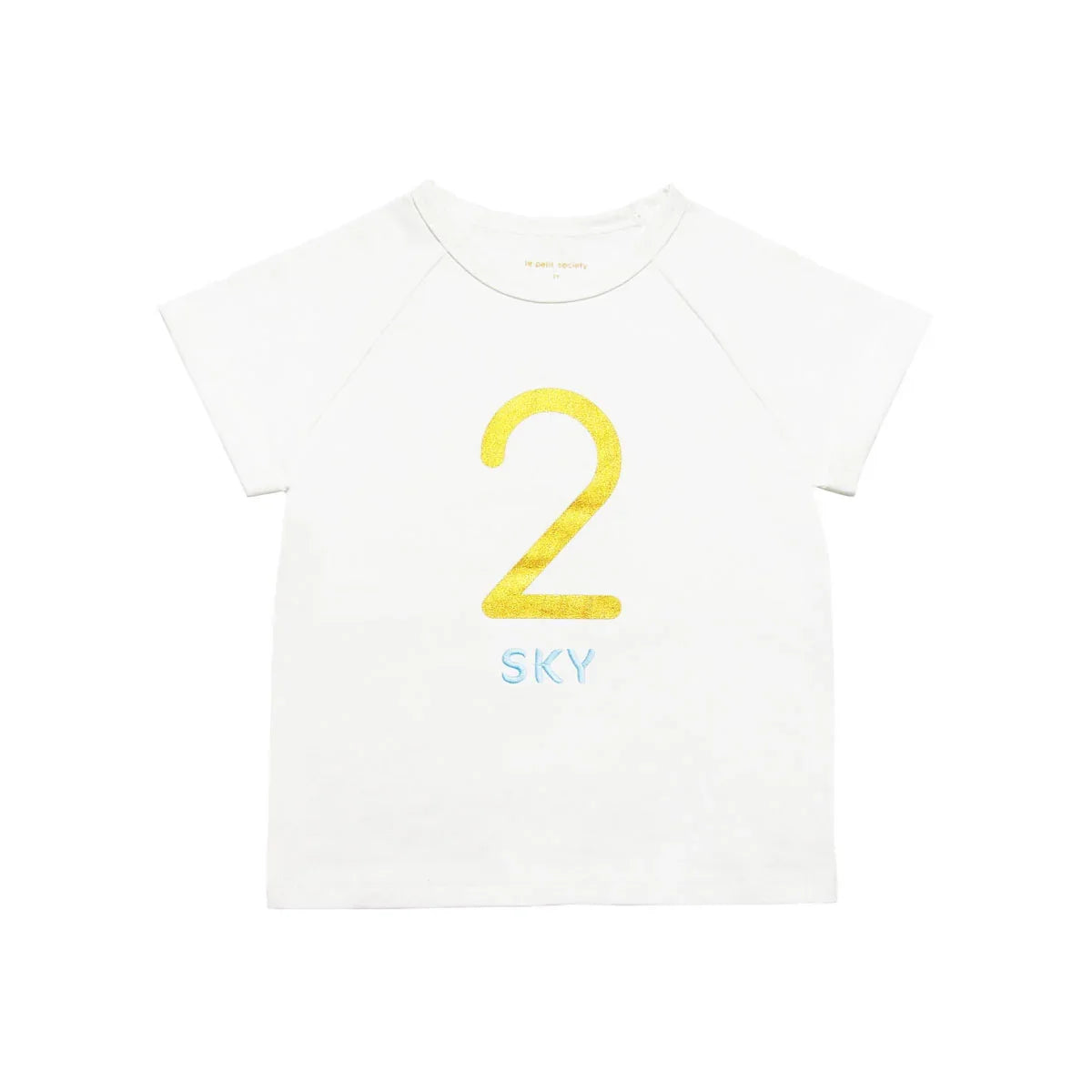 Number 2 Tee in White/Gold by Le Petit Society — image 3
