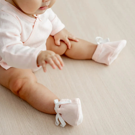 Organic Baby Booties in Pink by Le Petit Society — image 2