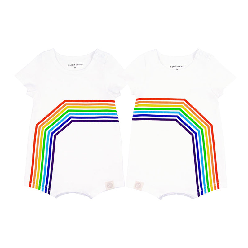 Rainbow Series - Baby Romper in White (Left Arc) by Le Petit Society ā image 7