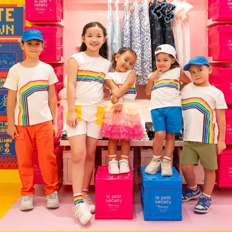 Rainbow Series - Kids Tee in White (Right Arc) by Le Petit Society — image 6