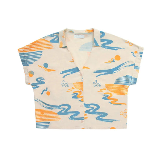 Resort Series - Ladies Crop Blouse in Coast Print by Le Petit Society — image 2