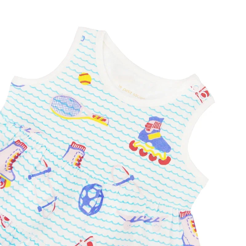 Made For Play - Baby Girl Dress in Sporty Print by Le Petit Society — image 3