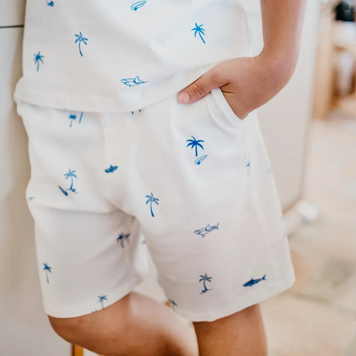 Resort Series - Bermuda Shorts with Adjustable Waistband in Surf Print by Le Petit Society — image 17