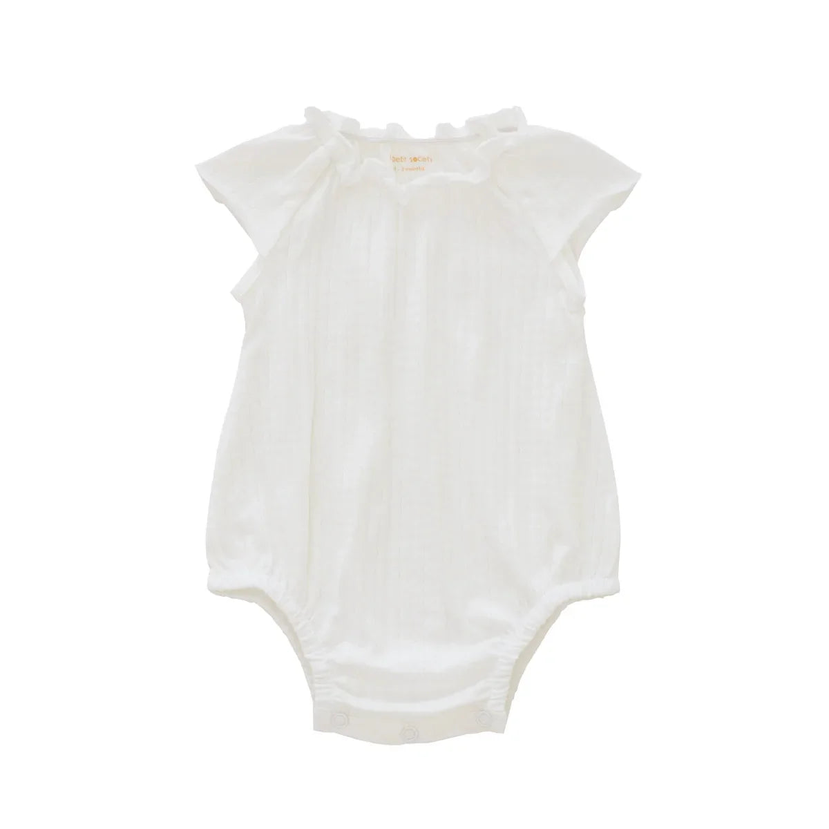 Baby Girl Bubble Romper in White Pointelle Cotton by Le Petit Society — image 11