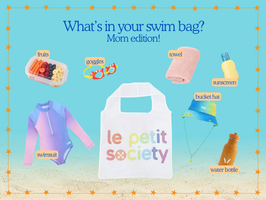 what;s in your swim bag mom edition flat lay