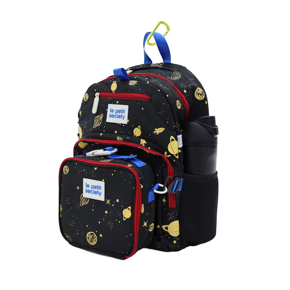 Single Pocket Backpack and Lunch Bag Bundle in Planets by Le Petit Society