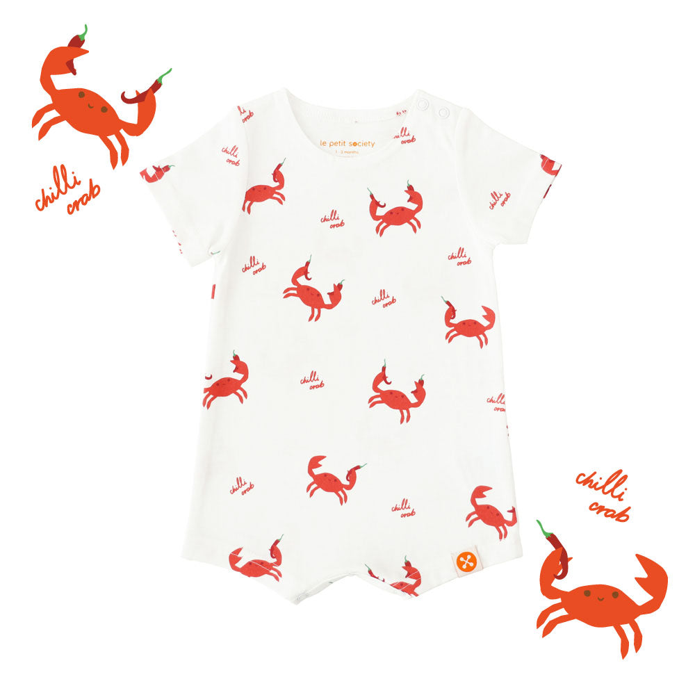 A Singapore Series - Baby Romper in Chilli Crab Print by Le Petit Society — image 5