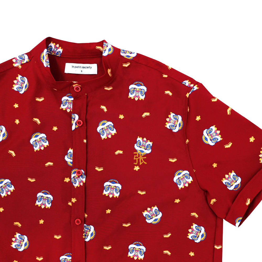 Lion Dance Series - Men’s Shirt in Red (Classic Fit) by Le Petit Society — image 5