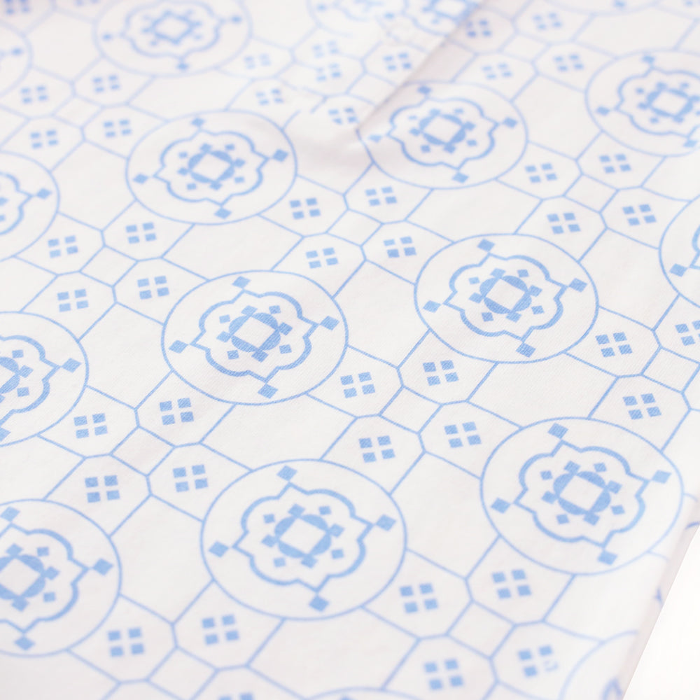 Chinese Motif Series - Baby Boy Jersey Romper in Blue Motif by Le Petit Society — image 5