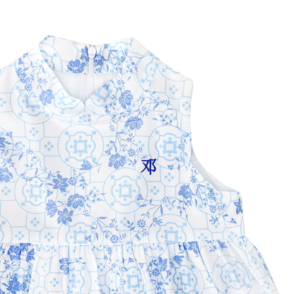 Chinese Motif Series - Girls Cheongsam in Blue Floral Motif by Le Petit Society — image 4
