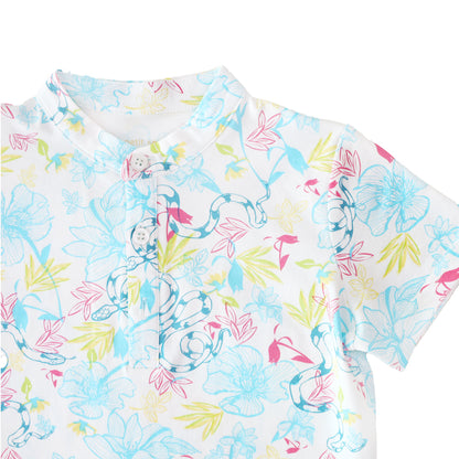 Zodiac Series - Boys Jersey Shirt in White Floral Snake Print by Le Petit Society — image 2