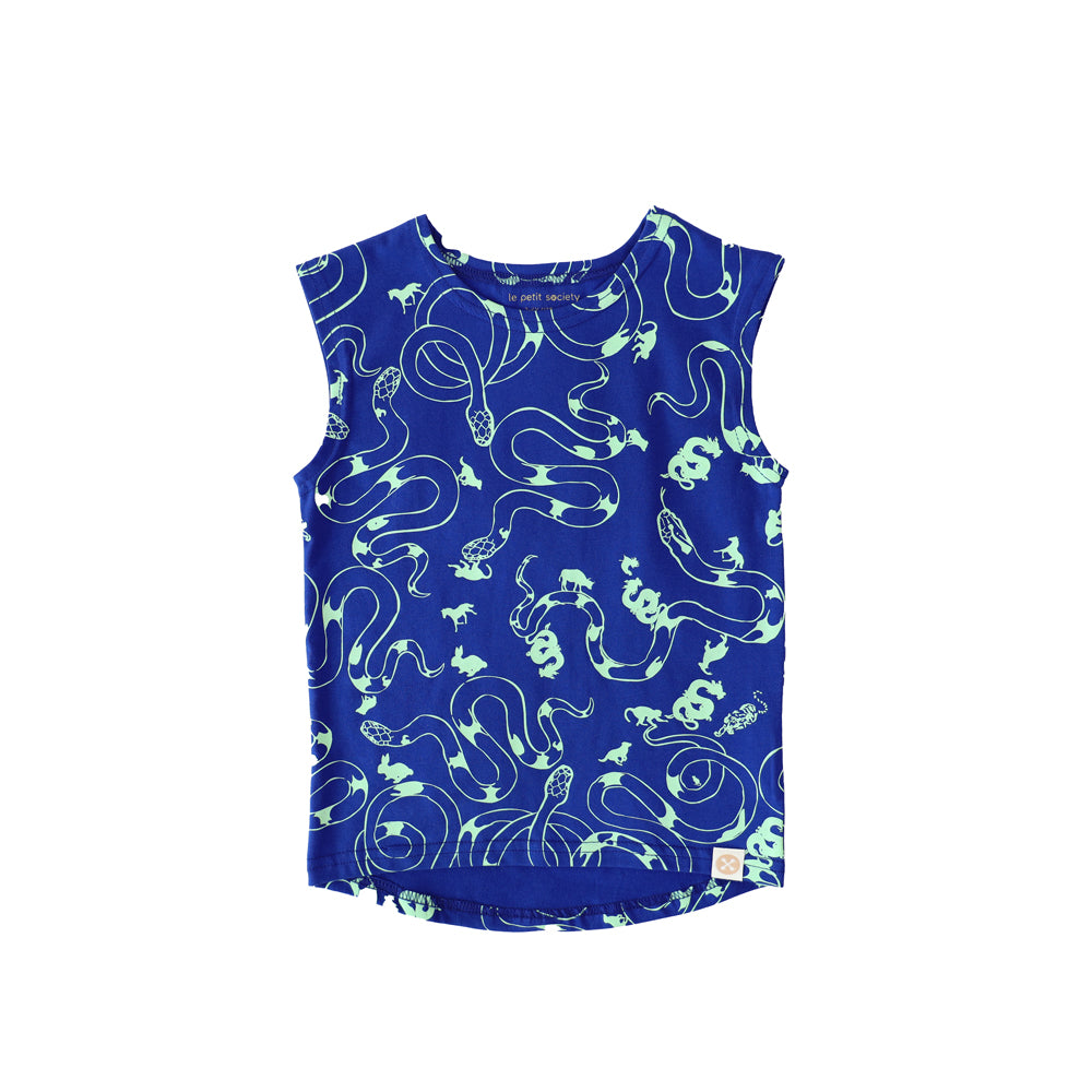 Zodiac Series - Boys Tank in Blue Snake Print by Le Petit Society — image 4
