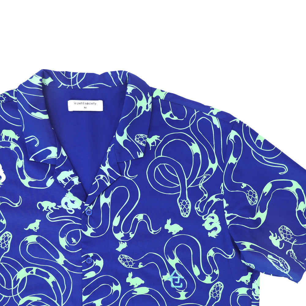 Zodiac Series - Men's Camp Collar Shirt in Blue (Relaxed Fit) by Le Petit Society — image 3
