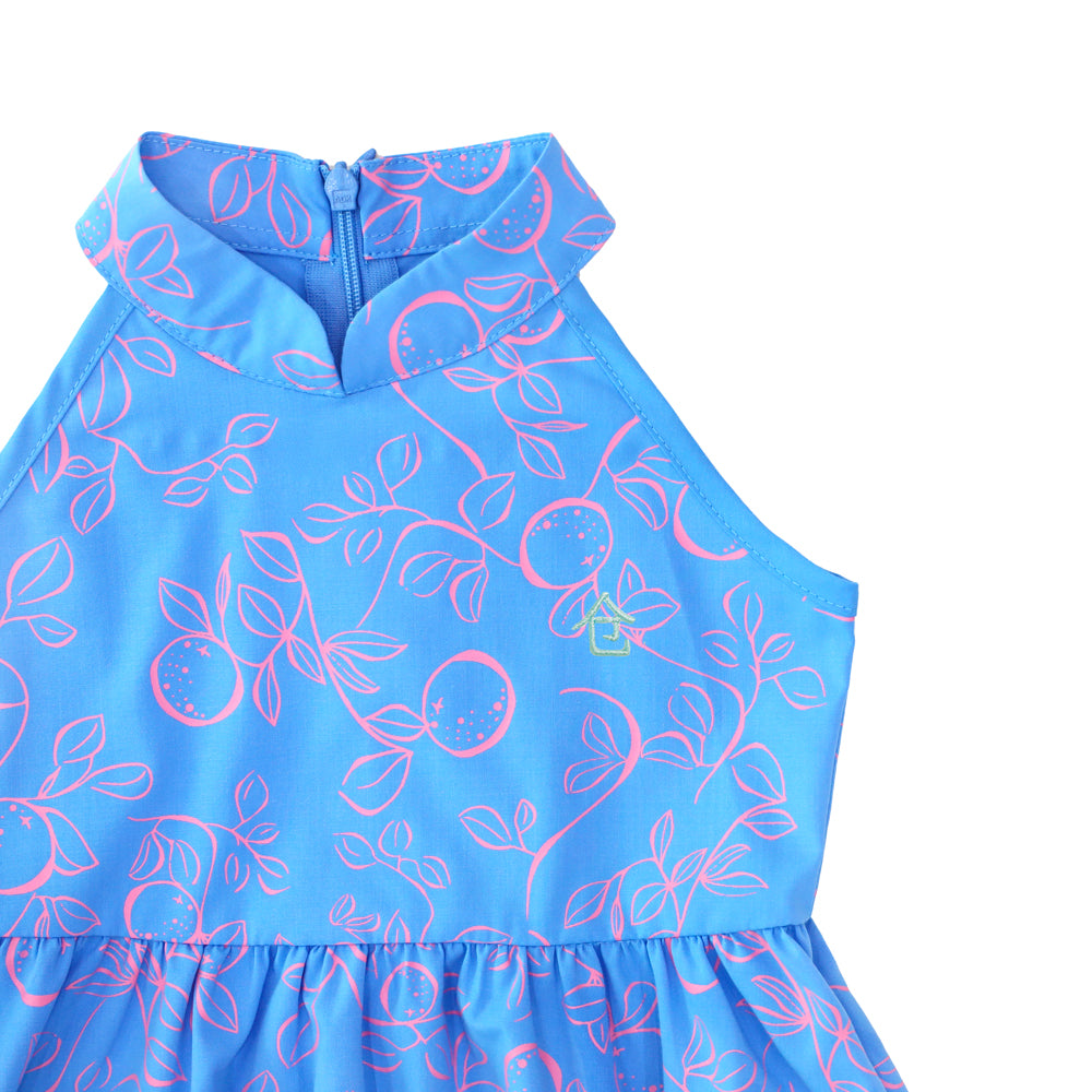 Mandarin Orange Series - Girls Halter Cheongsam in Blue by Le Petit Society — image 6
