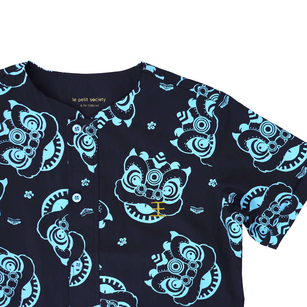 Lion Dance Series - Boys Shirt in Navy by Le Petit Society — image 3