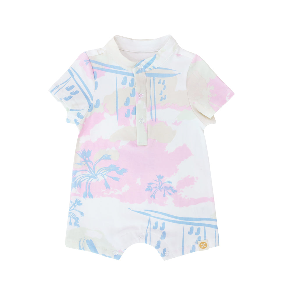 Heritage Series - Baby Boy Jersey Romper in MBS Skyline Print by Le Petit Society — image 2