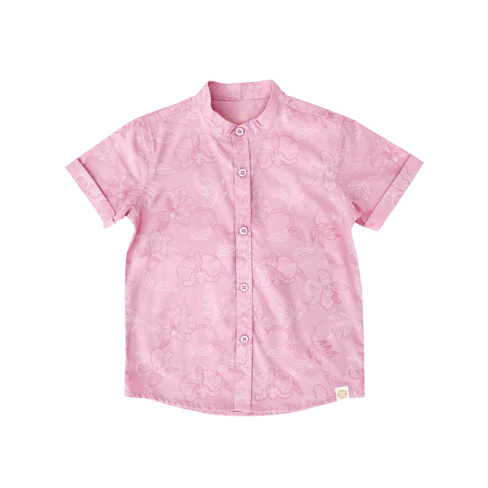 Heritage Series - Boys Shirt in Pink Orchid Print by Le Petit Society — image 5