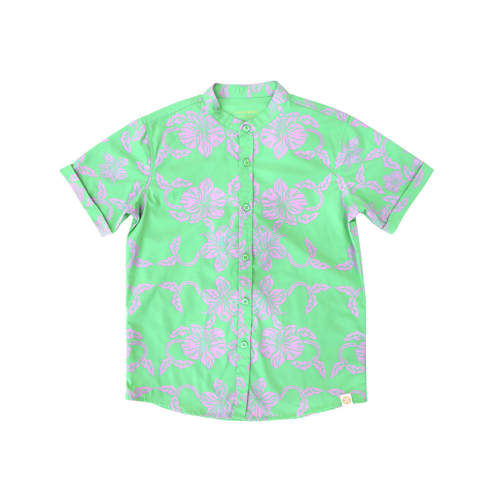 Heritage Series - Boys Shirt in Green Orchid Print by Le Petit Society — image 4