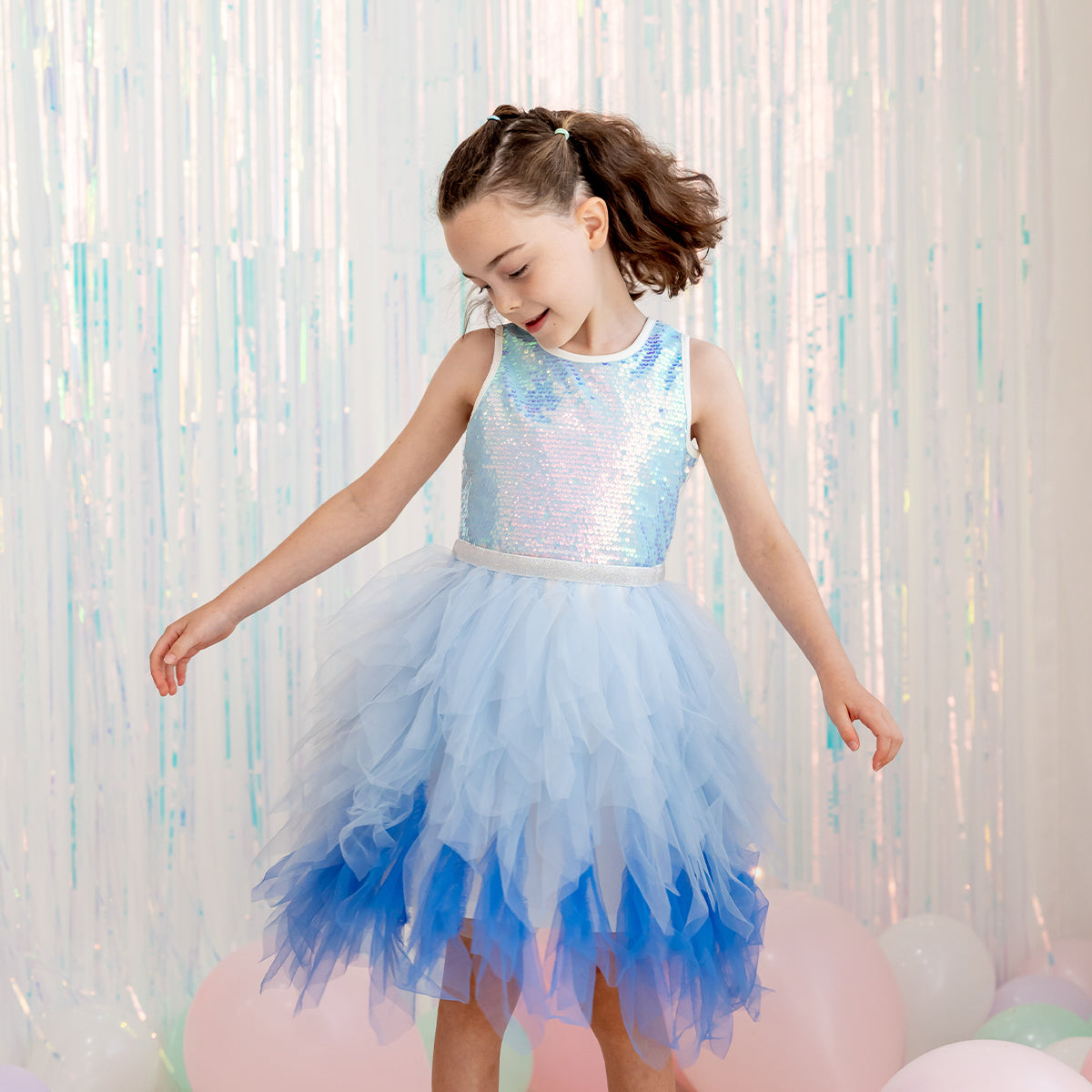 Flower Girl Series - Sequin Tutu Dress in Blue by Le Petit Society — image 12