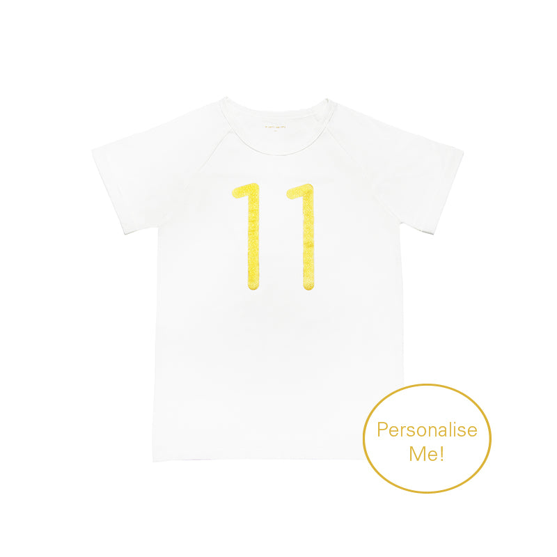 Number 11 Tee in White/Gold by Le Petit Society — image 2