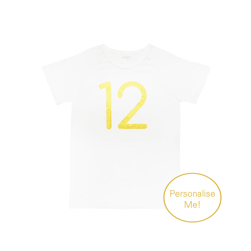 Number 12 Tee in White/Gold by Le Petit Society — image 2