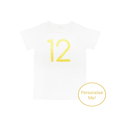 Number 12 Tee in White/Gold by Le Petit Society — image 2