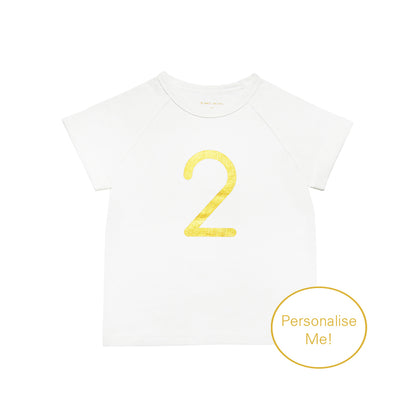 Number 2 Tee in White/Gold by Le Petit Society — image 2