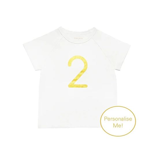 Number 2 Tee in White/Gold by Le Petit Society — image 2