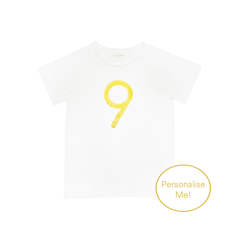 Number 9 Tee in White/Gold by Le Petit Society — image 2