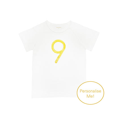 Number 9 Tee in White/Gold by Le Petit Society — image 2