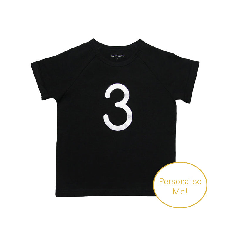 Number 3 Tee in Black/Silver by Le Petit Society — image 3