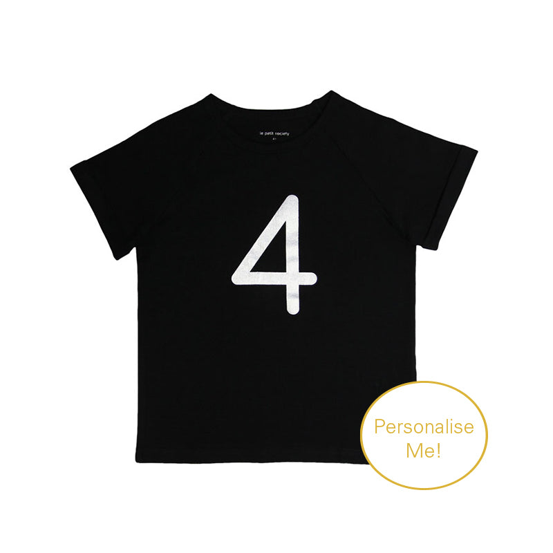 Number 4 Tee in Black/Silver by Le Petit Society — image 3