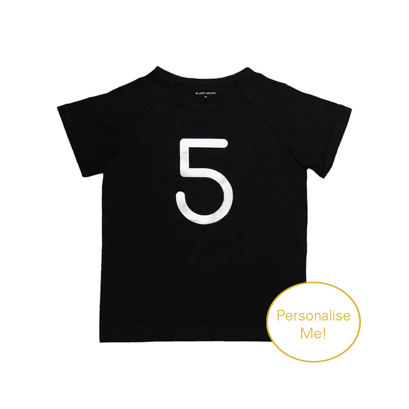 Number 5 Tee in Black/Silver by Le Petit Society — image 2