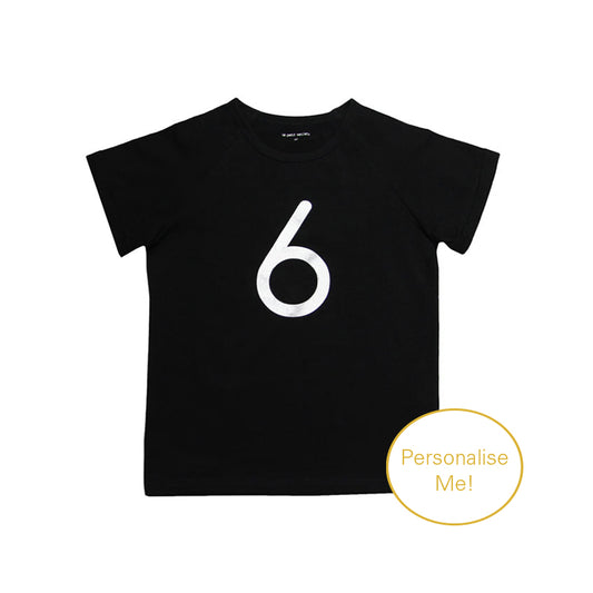 Number 6 Tee in Black/Silver by Le Petit Society