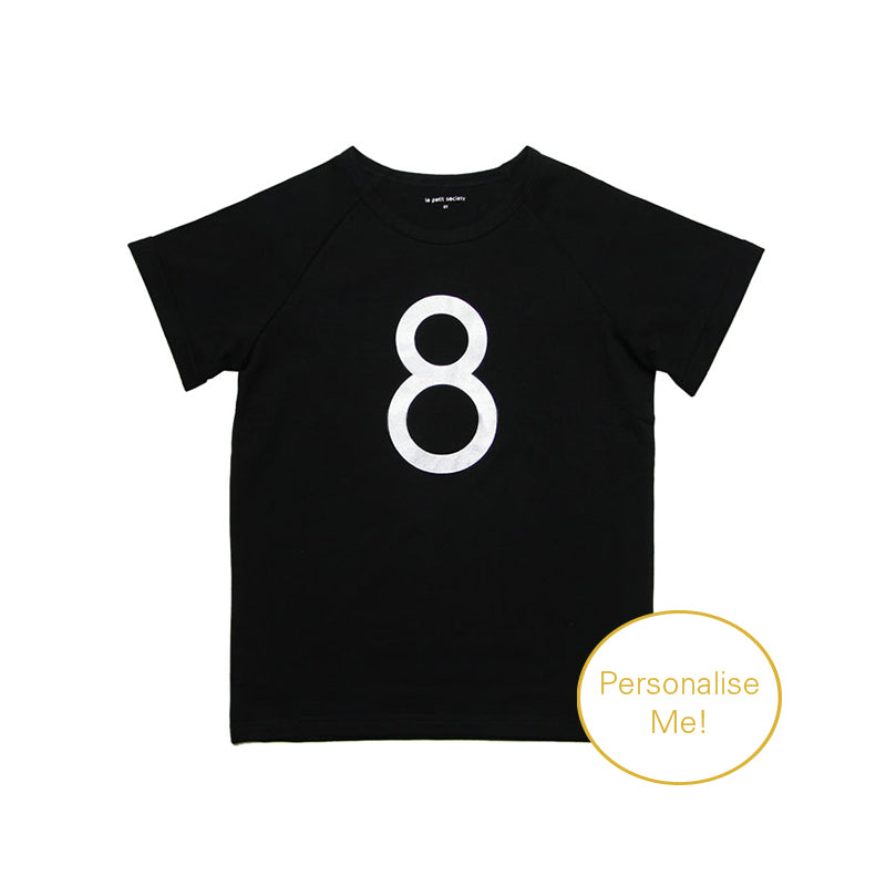 Number 8 Tee in Black/Silver by Le Petit Society — image 2